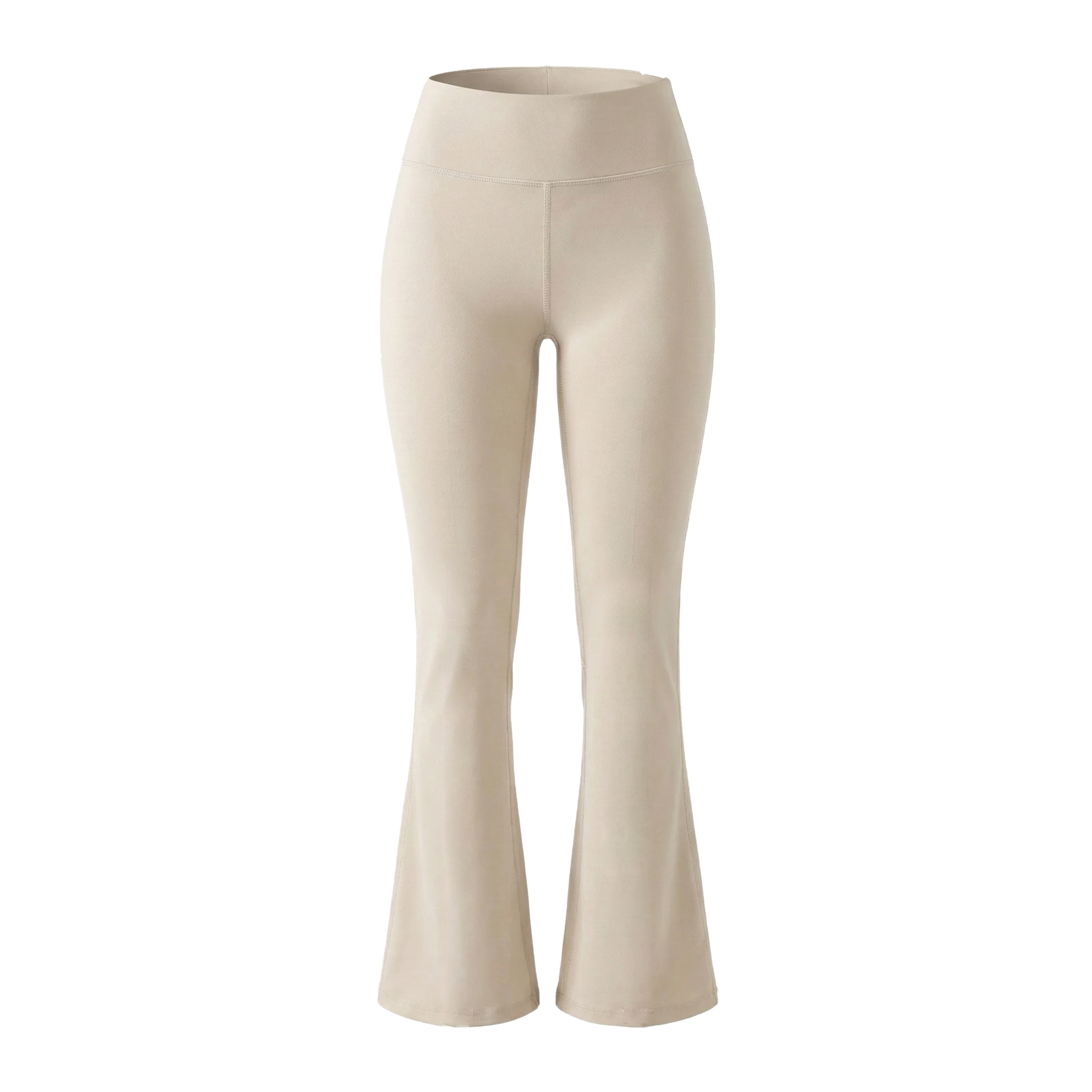 Beige flared pants on a white background