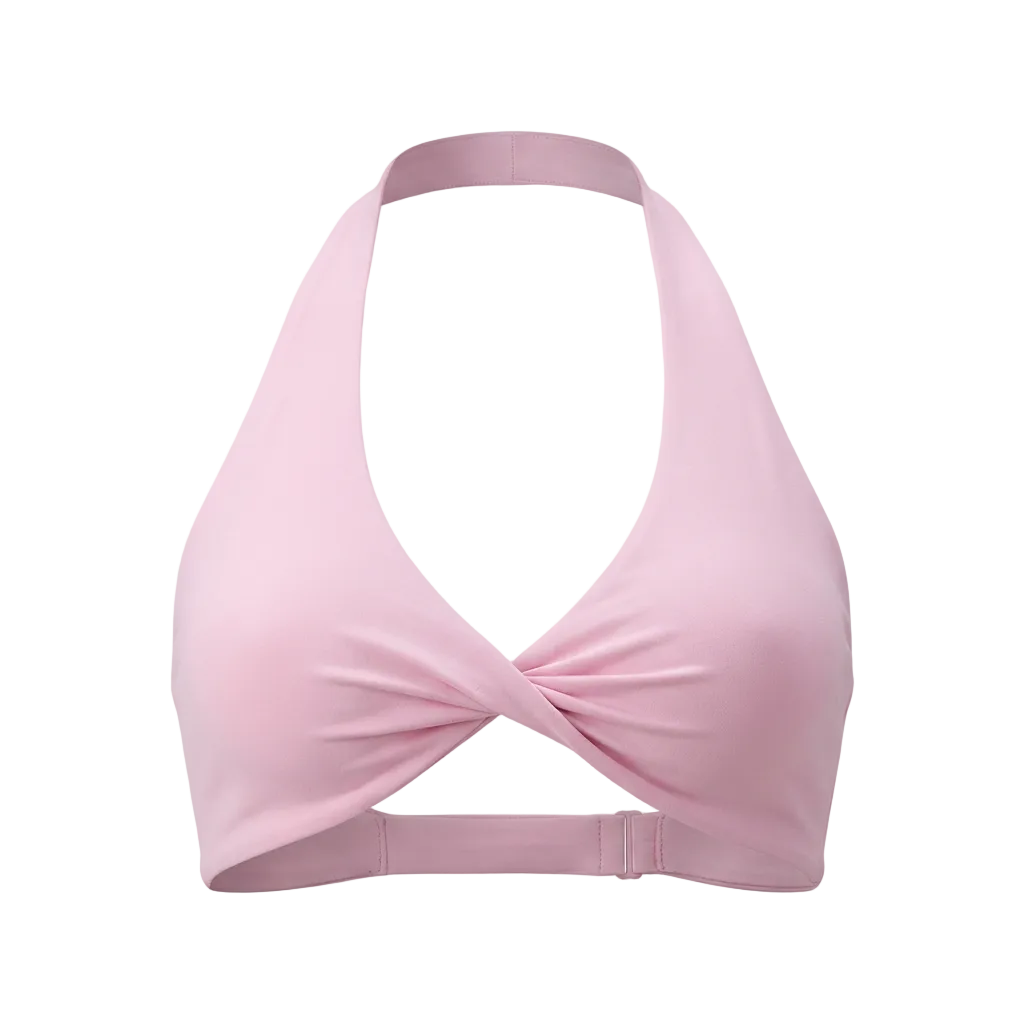 Pink bralette on a light gray background