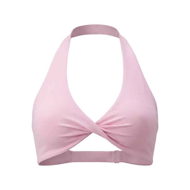 Pink bralette on a light gray background