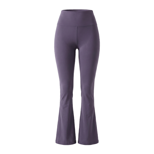 Purple flared leggings on a white background