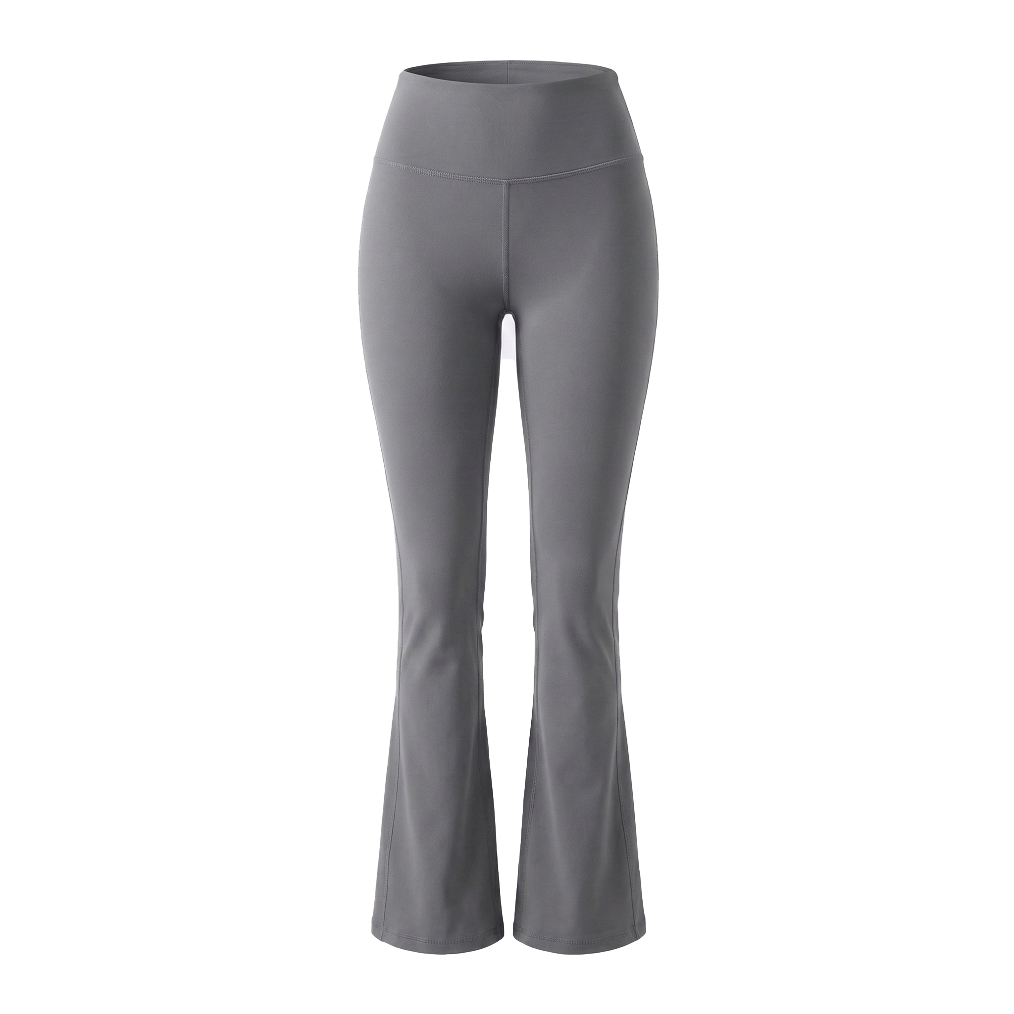 Gray flared leggings on a white background