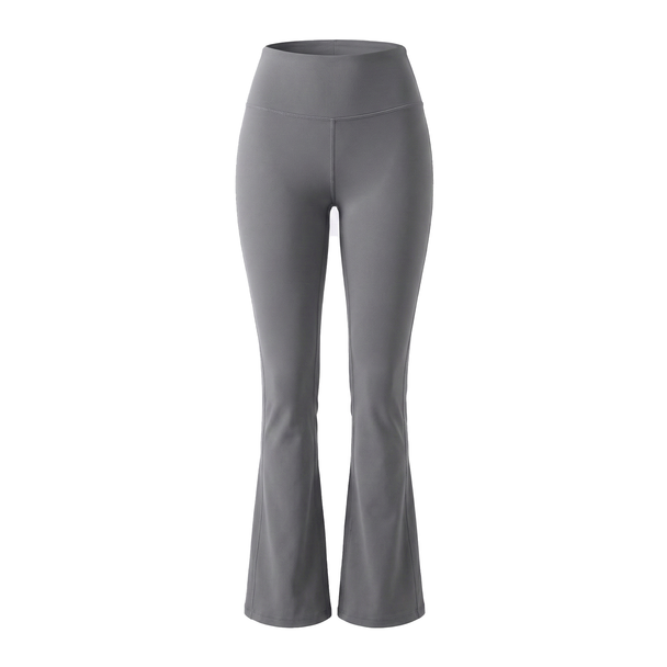 Gray flared leggings on a white background
