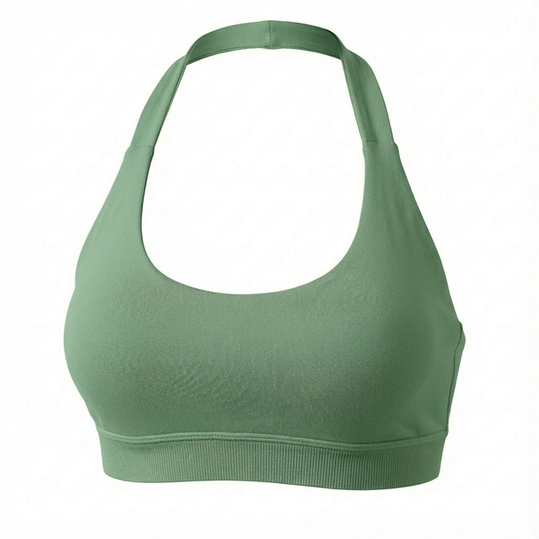 Green sports bra on a white background