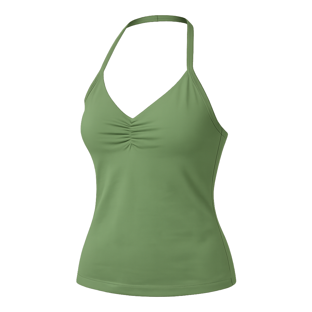 Green tank top on a white background