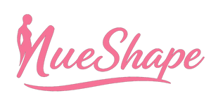 Logo of NueShape with a stylized figure in pink on a white background