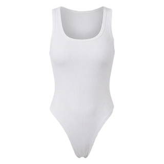 White bodysuit on a light gray background