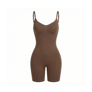 Brown bodysuit with thin straps on a white background