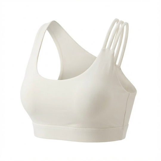 Beige sports bra on a white background