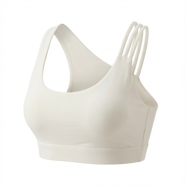 Beige sports bra on a white background