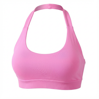 Pink sports bra on a white background