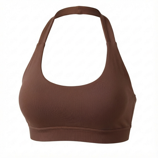 Brown sports bra on a white background