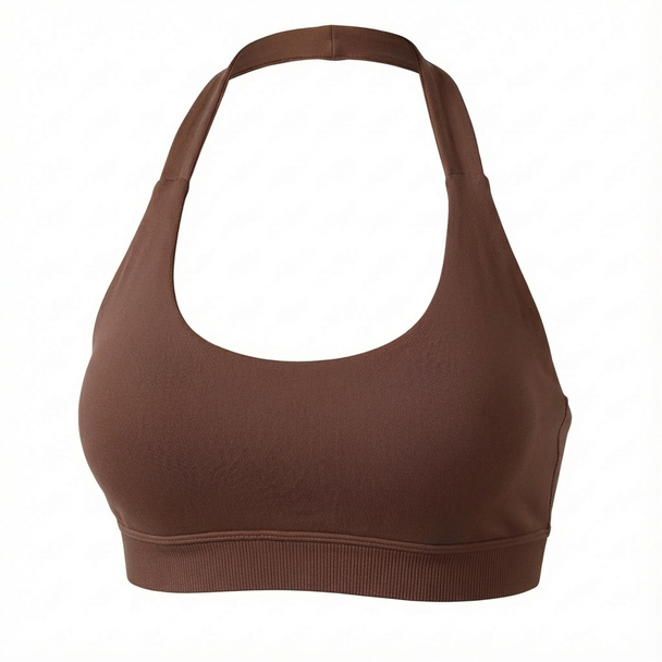 Brown sports bra on a white background