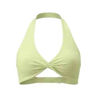 Light green bikini top on a light gray background