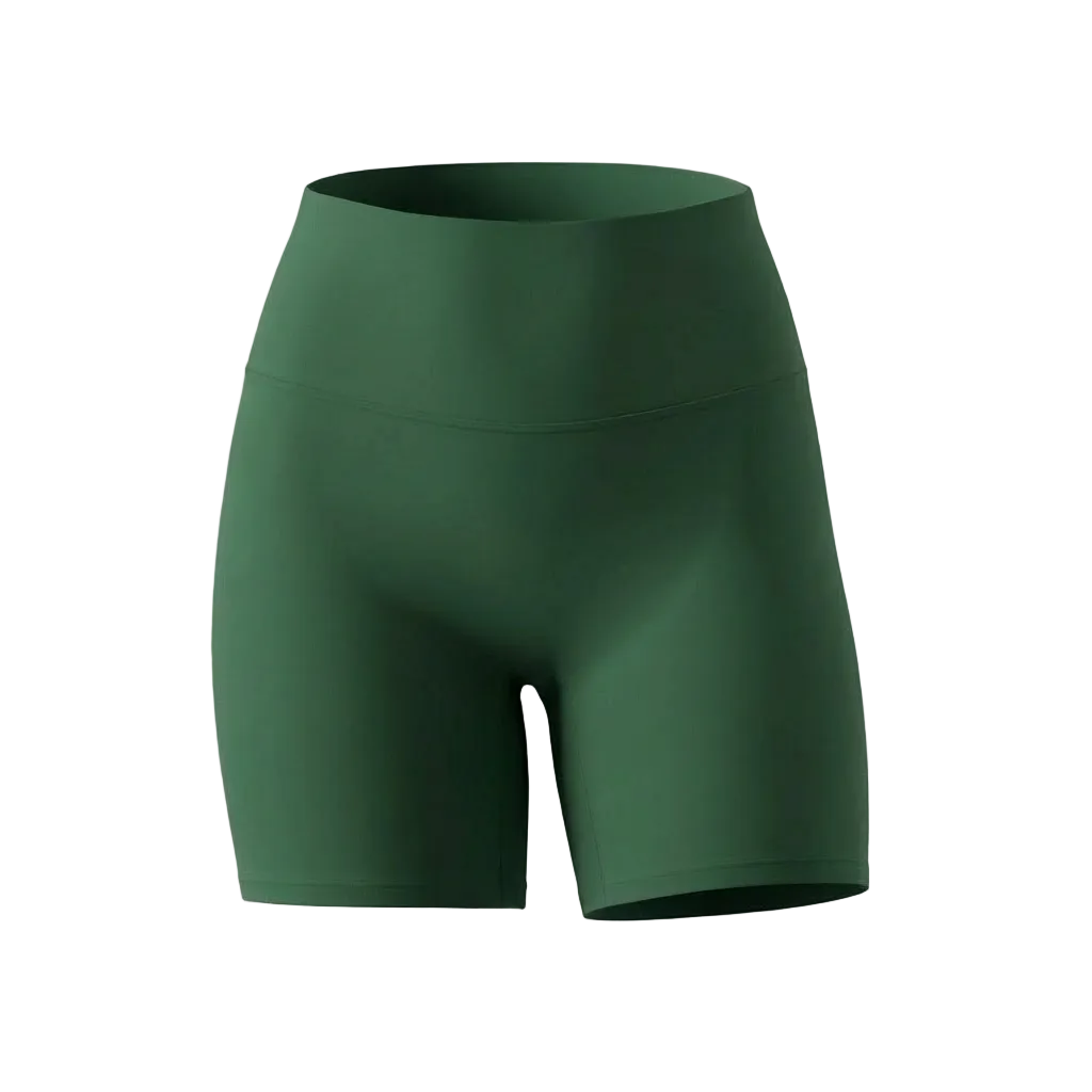 Green athletic shorts on a light gray background