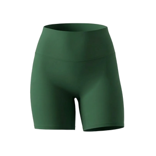 Green athletic shorts on a light gray background