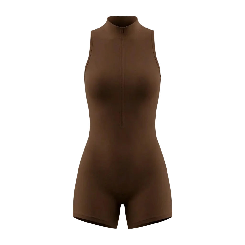 Brown bodysuit on a beige background