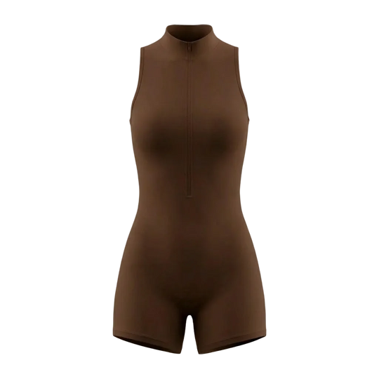 Brown bodysuit on a beige background